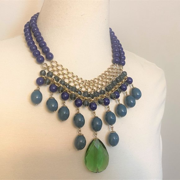 Vintage Blue & Green With Chain Necklace - Picture 4 of 7